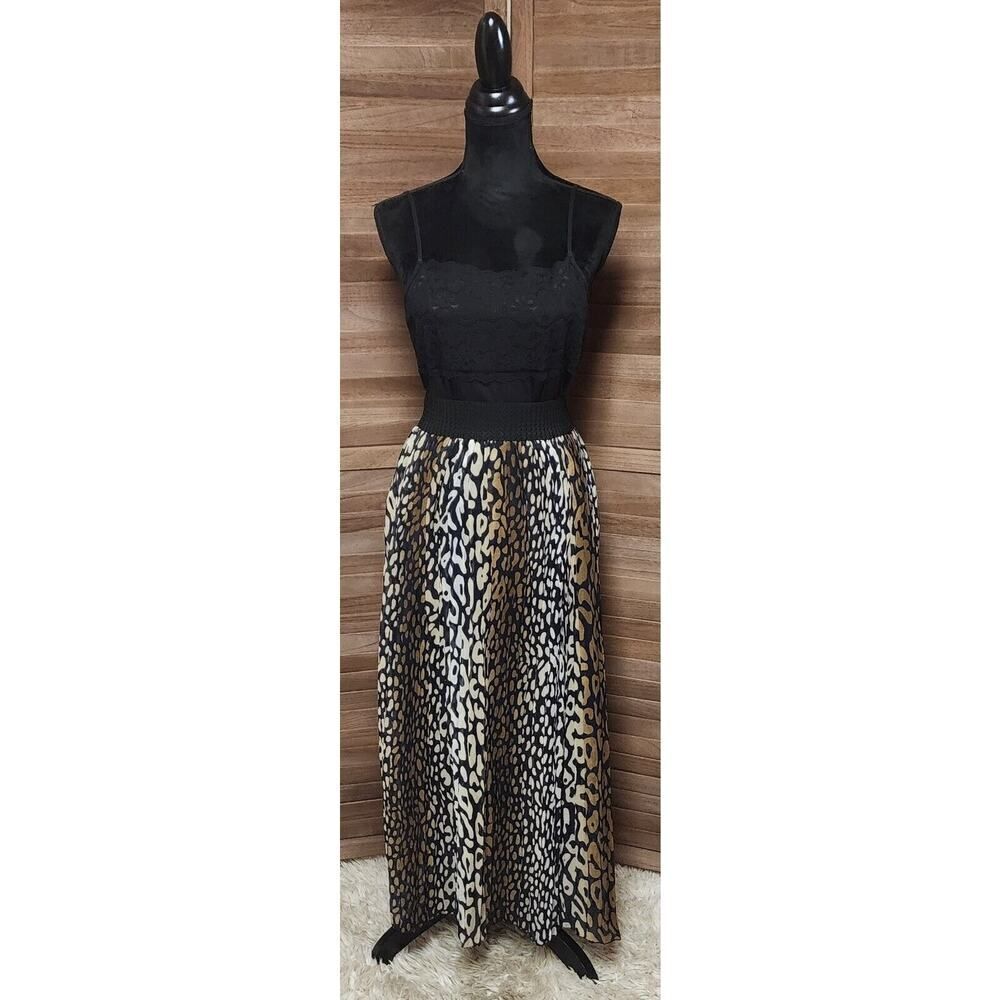 Victoria New Womens XL Lined Maxi Skirt Summer Beach Pleated Elastic High Waist